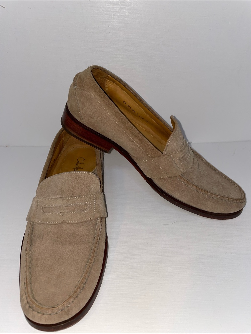Cole Haan Men's Suede Leather Penny Loafers in Tan - Sz 9